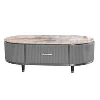 COUCHTISCH MARIA Grau Kunstleder, Marmor - Schwarz/Grau, Textil/Metall (70/130/45cm) - KAWOLA