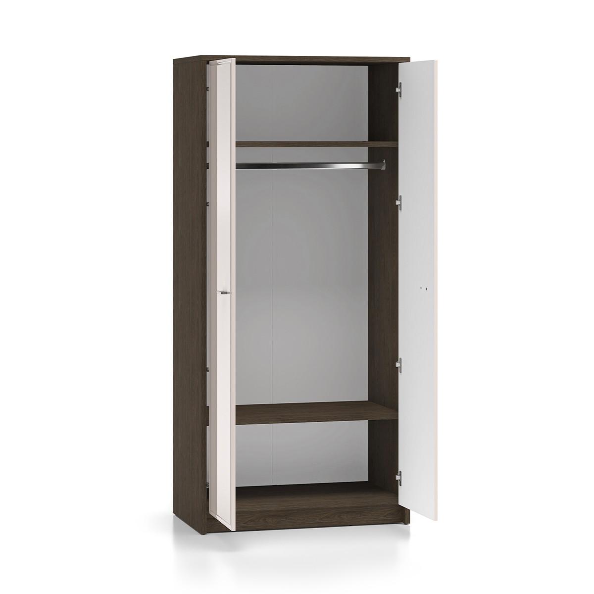 SCHRANK 2 Türen Kaius Kaschmir und Dunkles Holz - Beige, Holzwerkstoff (89.4/194.7/52.4cm) - Petits-meubles