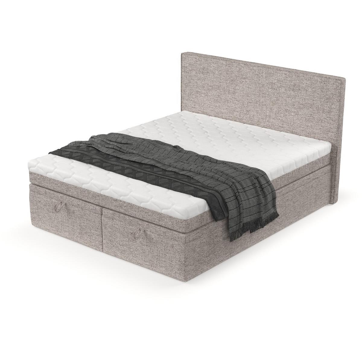 BOXBETT Zalla 160/200 cm Beige im Neve Stoff - Beige/Schwarz, Holz/Holzwerkstoff (160/200cm) - AltaBeds