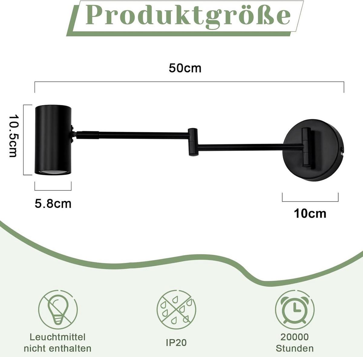 WANDLEUCHTE Gabriele - Schwarz, Metall (10/11/50cm) - Nettlife