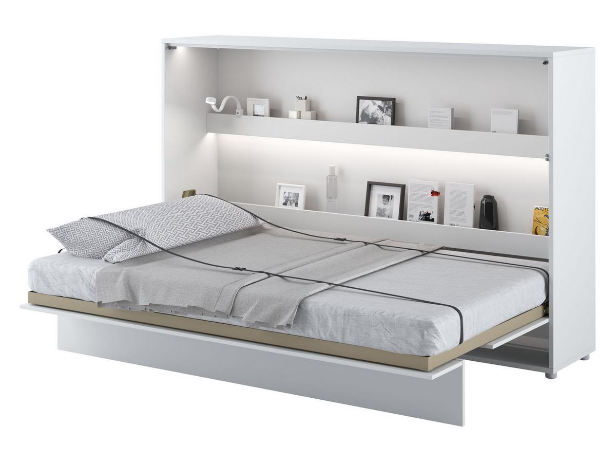 SCHRANKBETT Bed-Concept BC-05 120x200 mit LED-Lampe - Weiß Hochglanz/Grau, Holz/Holzwerkstoff (120/200cm) - MIRJAN24