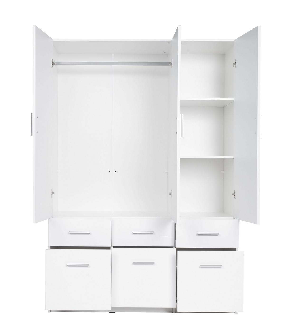 DREHTÜRENSCHRANK RYGEN 135,6/197,5/53,3cm 3-türig Weiß - Weiß, Holzwerkstoff (135.6/197.5/53.3cm) - MASSENO
