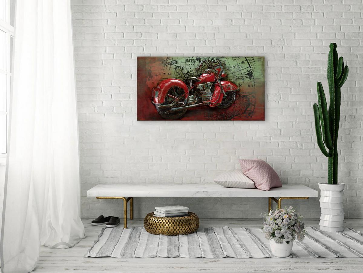 METALLBILD Rot 100/50 cm - Rot/Grün, Metall (4.8/50cm) - KUNSTLOFT