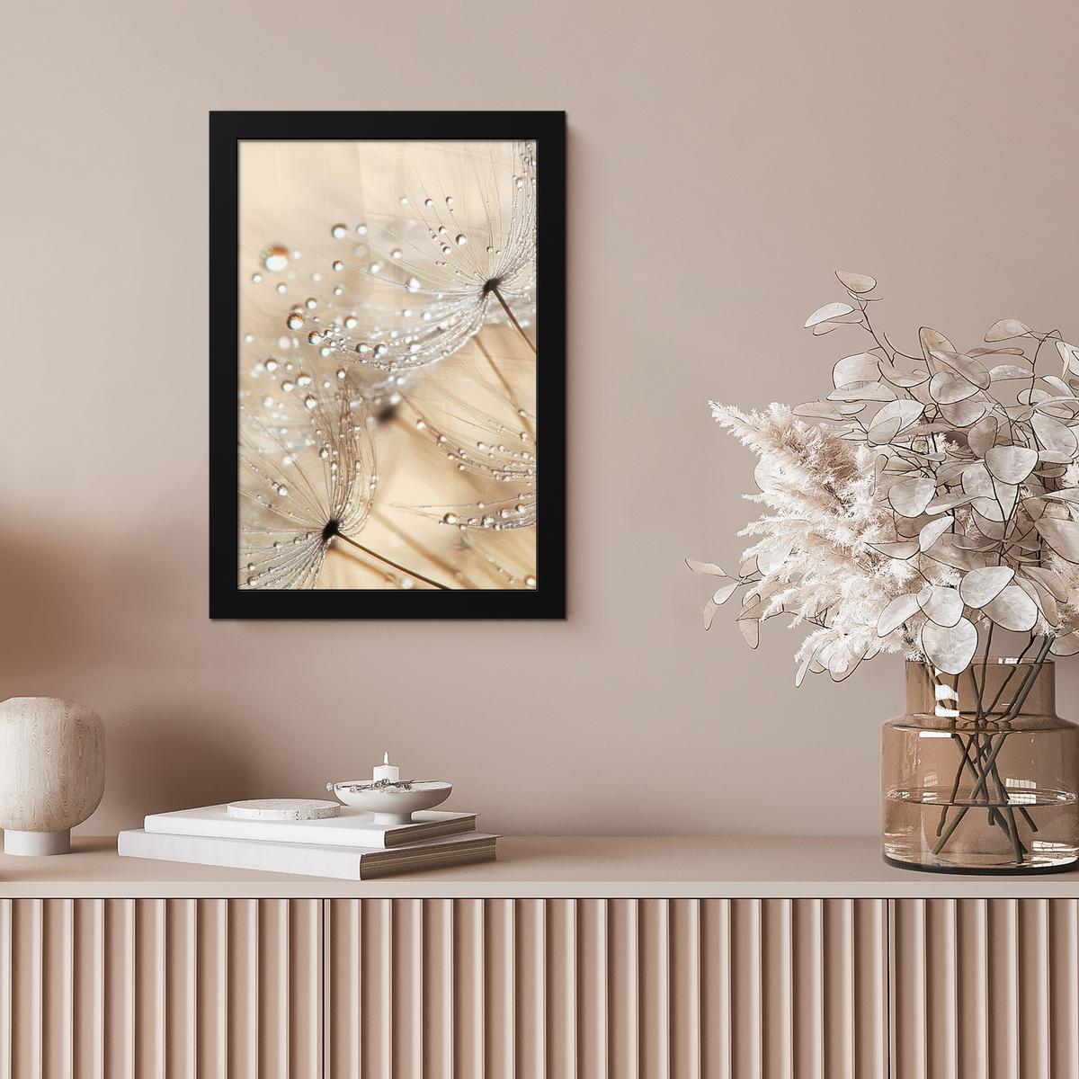 POSTER MIT RAHMENGERAHMTES BILD Löwenzahn - Abstrakt - Natur - Beige Poster 20x30 cm - Braun, Papier (20/30cm) - MuchoWow