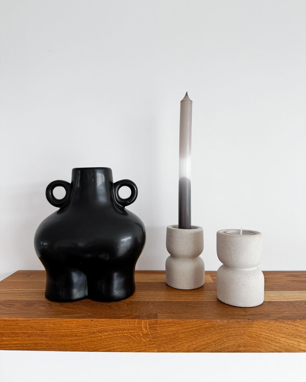BLUMENVASE Dolomit schwarz Nafplio - Schwarz, Keramik (32cm) - Beliani