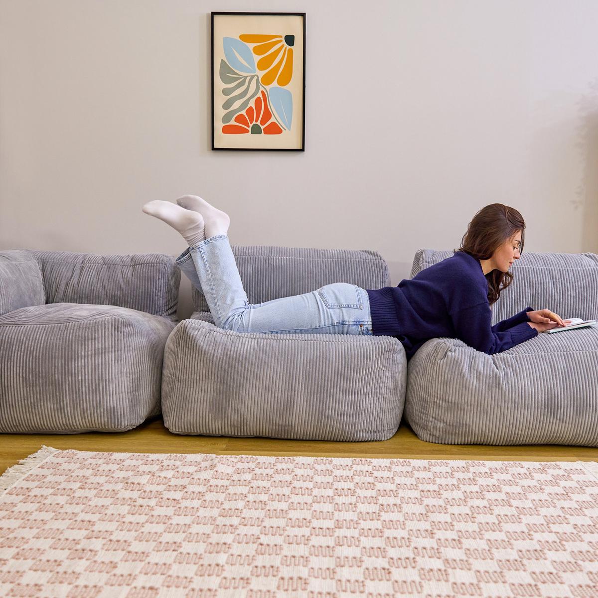 SITZSACK-SOFA 3-tlg. ZEN: Ecksessel, 2 Sessel - Grau, Textil (290/68/100cm) - icon