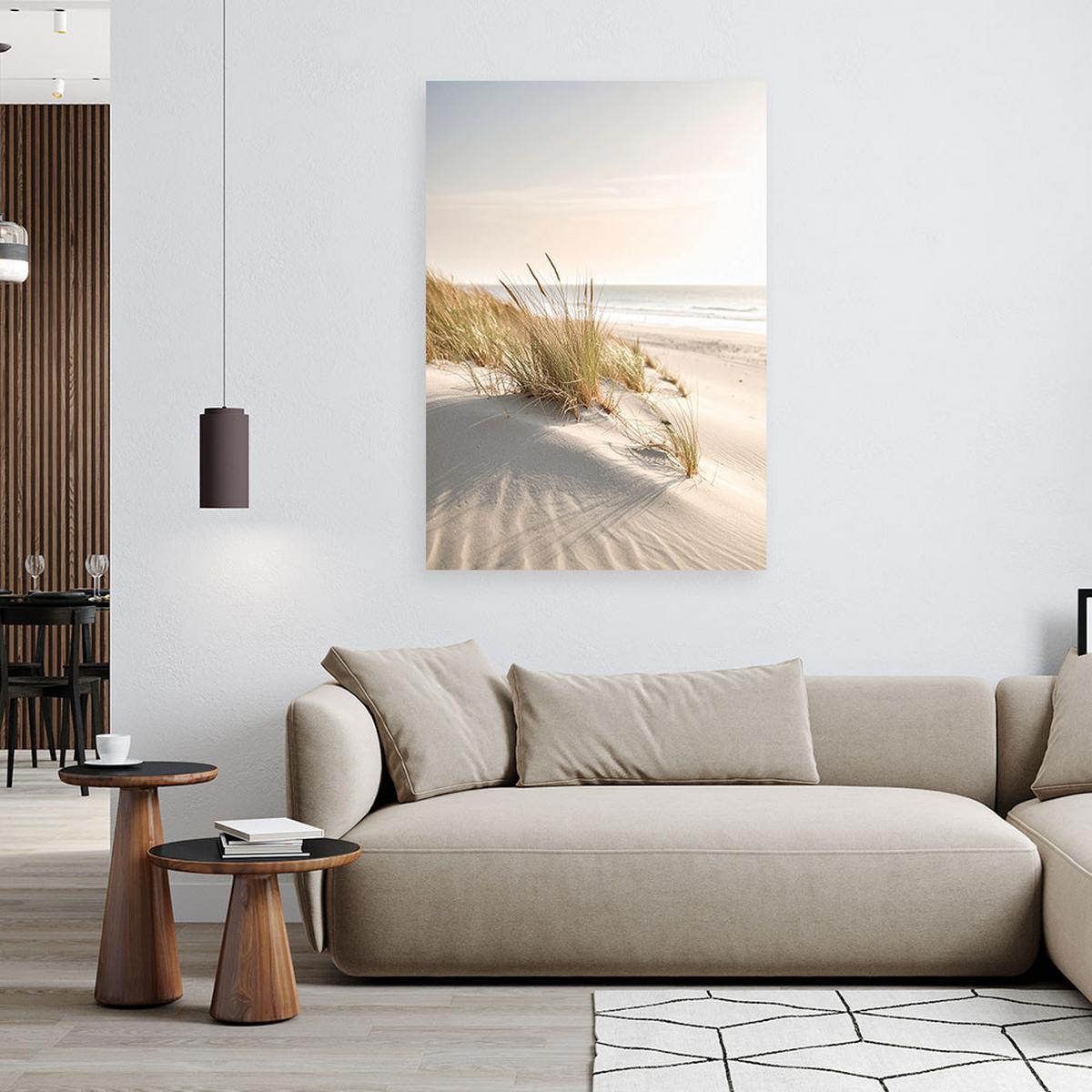 LEINWANDBILD Strand Meer Dünen Natur Pflanzen 70x100cm - Beige, Textil (70/100cm) - Feeby