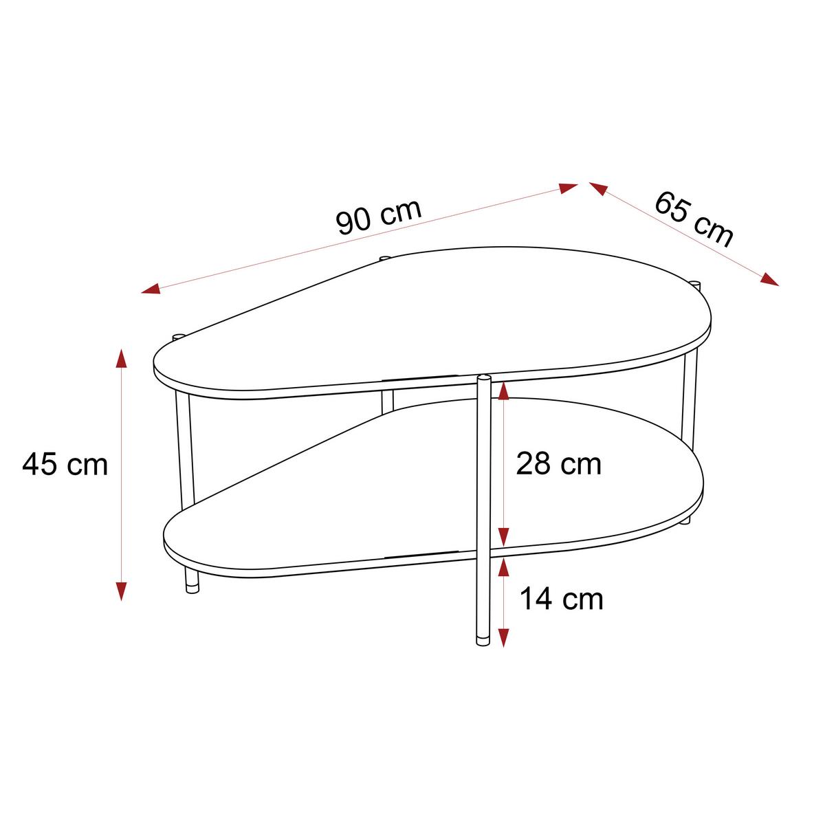 COUCHTISCH LORIEN 90/65/45 cm Rechteckig, Schwarz - Schwarz, Holzwerkstoff/Metall (65/90/45cm) - Idohome