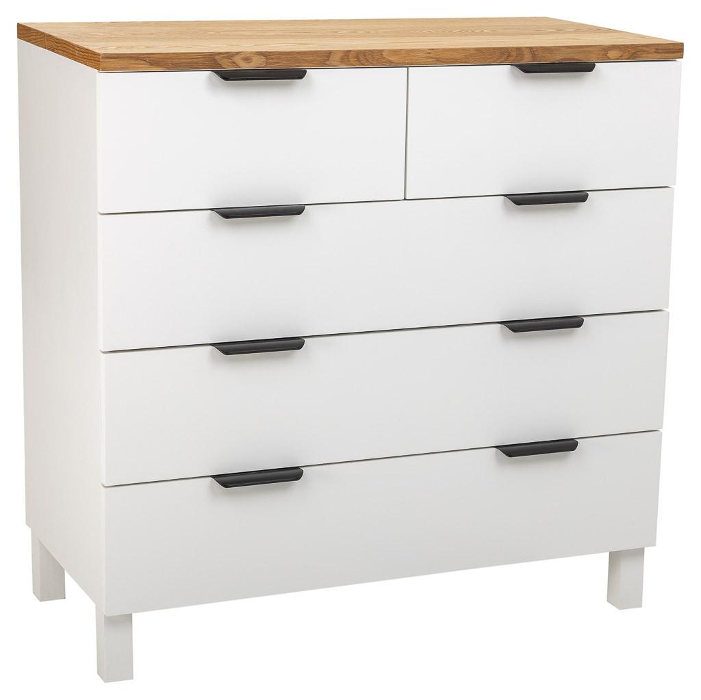 KOMMODE aus Holz mit 5 Schubladen 80x40x80,5 - Weiß, Holz (80/80/40cm) - Wanderlust