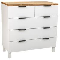 KOMMODE aus Holz mit 5 Schubladen 80x40x80,5 - Weiß, Holz (80/80/40cm) - Wanderlust
