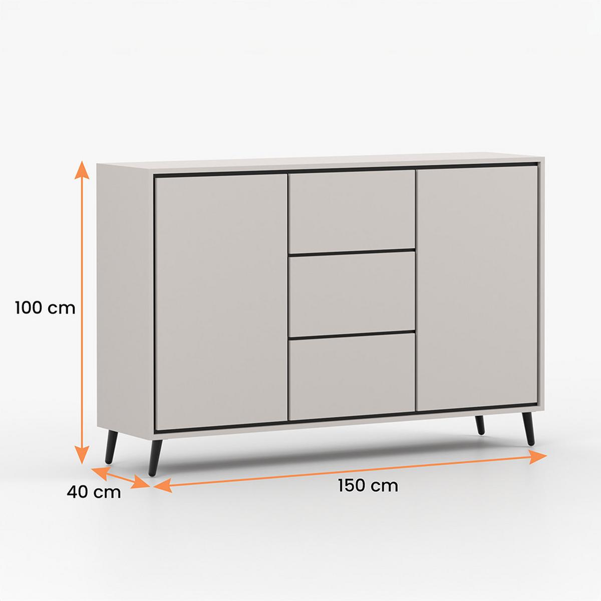 KOMMODE FRESCO 2D3S 90 cm Weiß/Weiß, drei Schubladen, grifflos - Kaschmir, Holzwerkstoff (150/100/40cm) - imoebel24