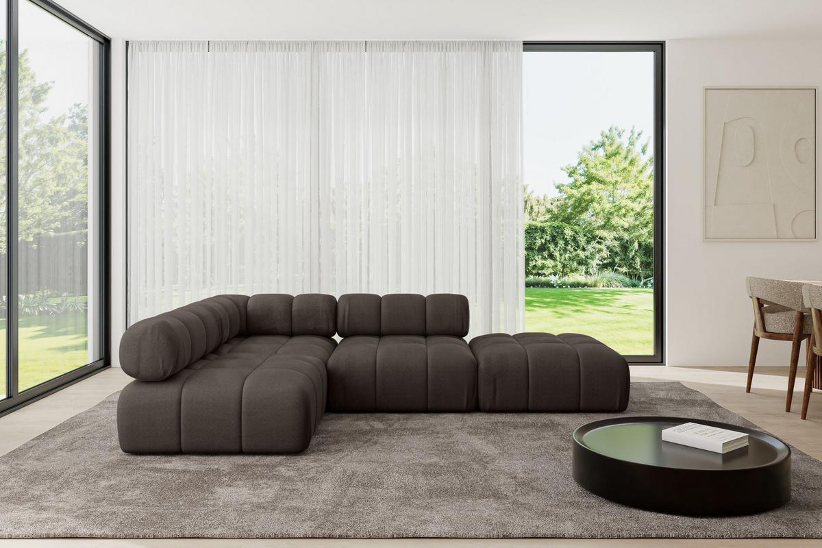 ECKSOFA modulares Sofa Favio-L1 - 285x190x70 cm Braun Velours - Braun, Holzwerkstoff/Textil (285/190cm) - ALTDECOR