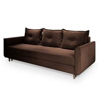 BETTSOFA NAPOL Braun Plüsch-Stoff mit Schlaffunktion - Braun, Textil (220/93/87cm) - MASSENO