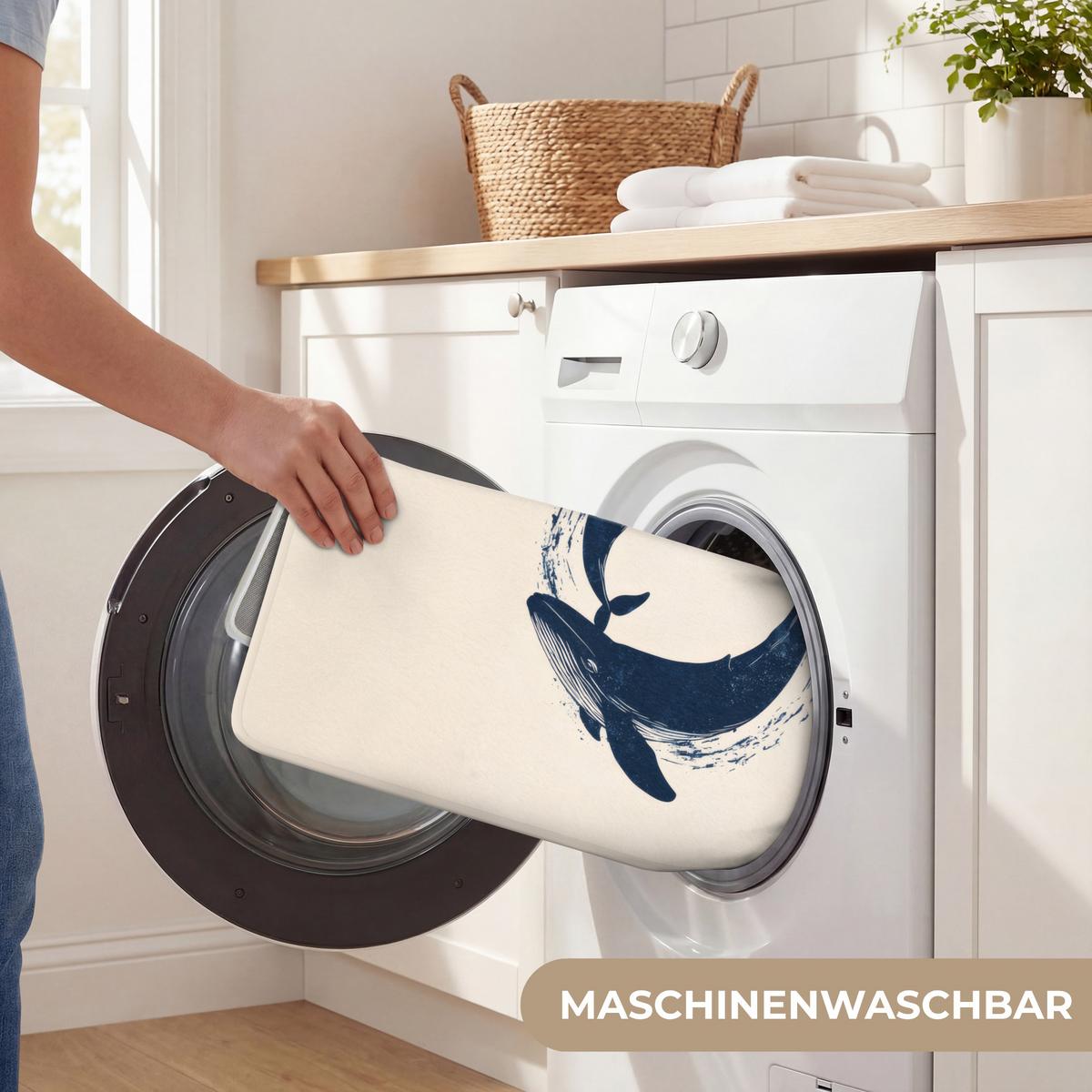 BADEMATTE Wale - Spritzer - Kreis - Dunkelblau 80x50 cm - Dunkelblau, Textil (80/50cm) - OnlyWow