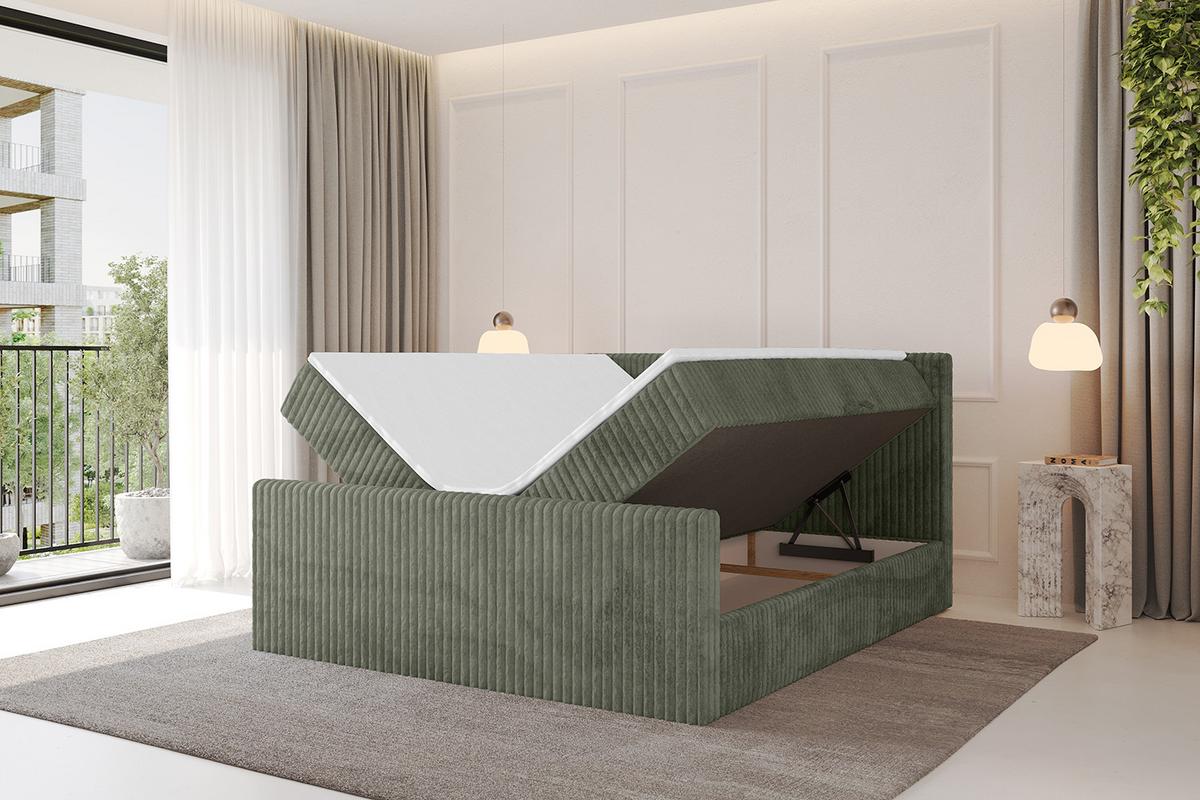 BOXBETT mit Matratze H3 und Lattenrost - TOLO-Z - 180x200 Cord - Olive - Olivgrün, Holzwerkstoff (180/200cm) - ALTDECOR