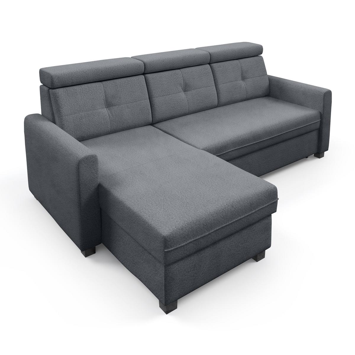 ECKSCHLAFSOFA Milano, Grau, links - Schwarz/Grau, Textil (217/166cm) - Beautysofa