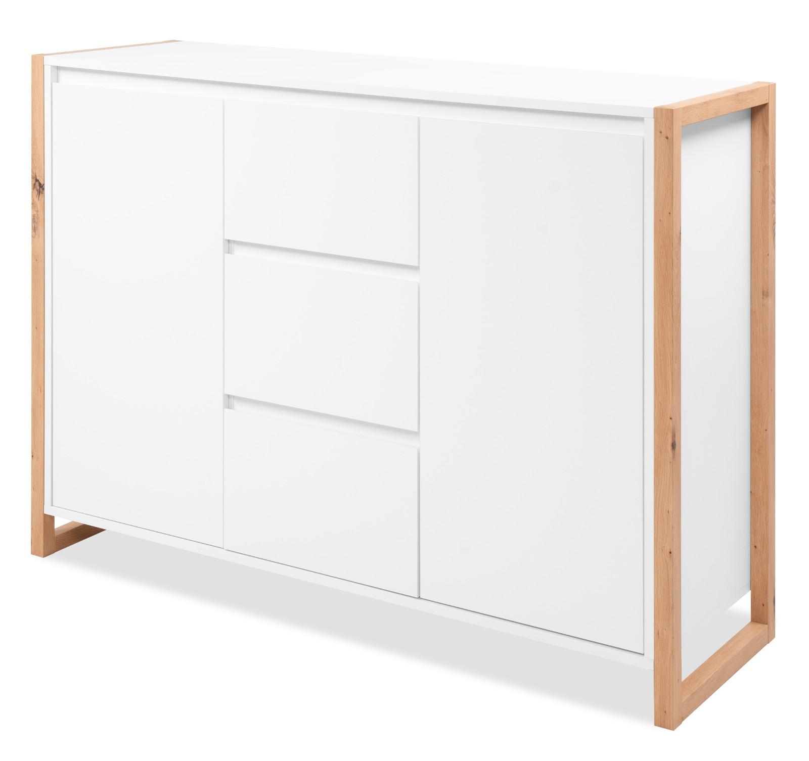 SIDEBOARD weiß, Eiche Artisan 120 x 88 cm, Kommode mit viel Stauraum - Weiß/Eiche Artisan, Holzwerkstoff (120/88/40cm) - Furn.Design