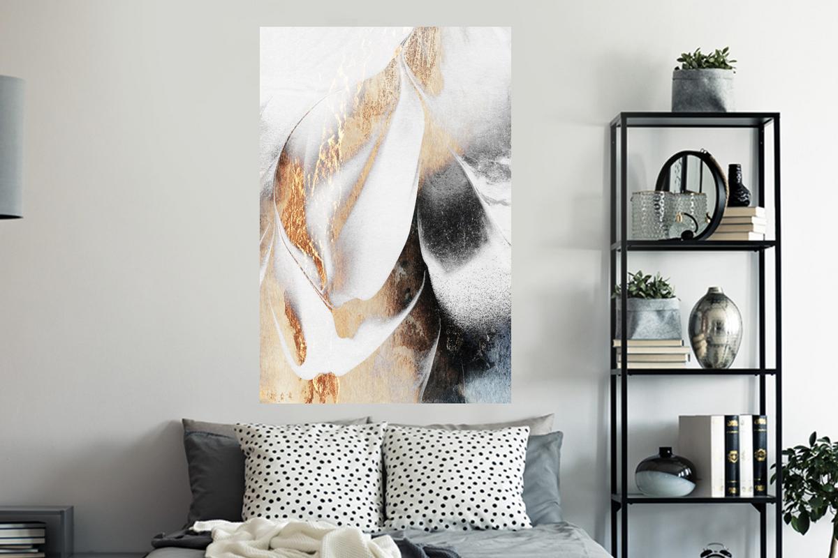 WANDTATTOO Luxus - Abstrakt - Gold - Weiß Wandaufkleber 80x120 cm - Goldfarben, Kunststoff (80/120/0.1cm) - MuchoWow