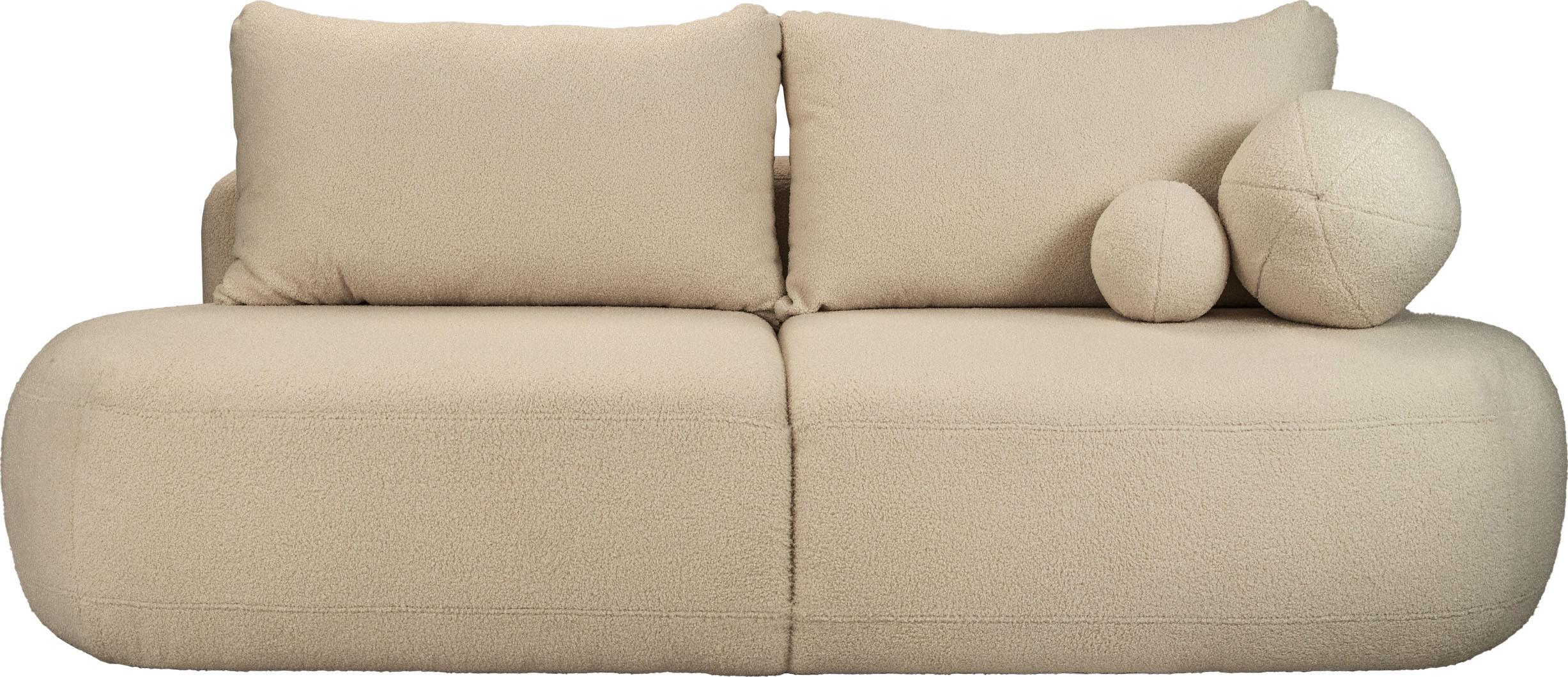 SCHLAFSOFA Bolla 3-Sitzer mit Bettkasten, Beige Boucle 240/90/90 cm - Beige/Schwarz, Kunststoff/Textil (240/90/90cm) - WFL GROUP