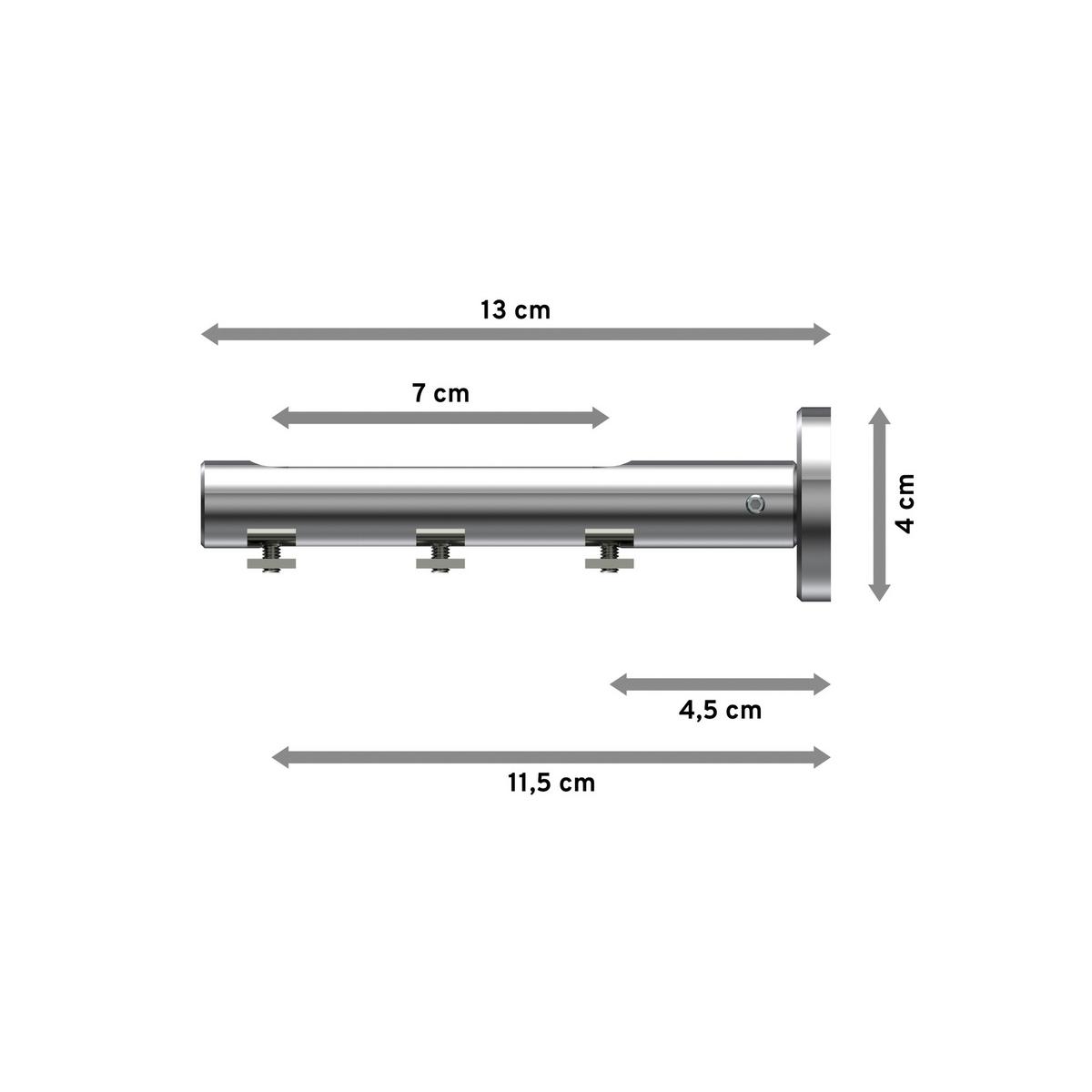 TRÄGER FÜR GARDINENSTANGEN INNENLAUF 20 mm Ø, Siteno Langloch 1 bis 3-läufig, Chrom - Chromfarben, Metall (13/4/4cm) - INTERDECO