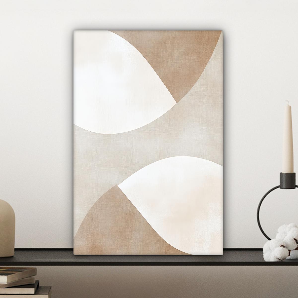 LEINWANDBILD Braun - Japandi - Abstrakt Deko Wohnzimmer 20x30 cm - Sandfarben, Textil (20/30cm) - MuchoWow