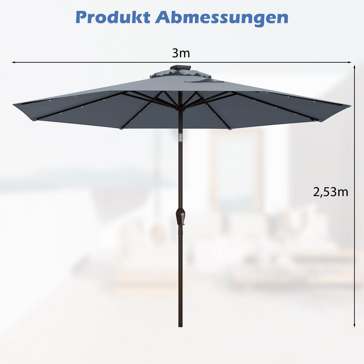 PATIO-SCHIRM Grau - Grau, Kunststoff (300/300cm) - COSTWAY