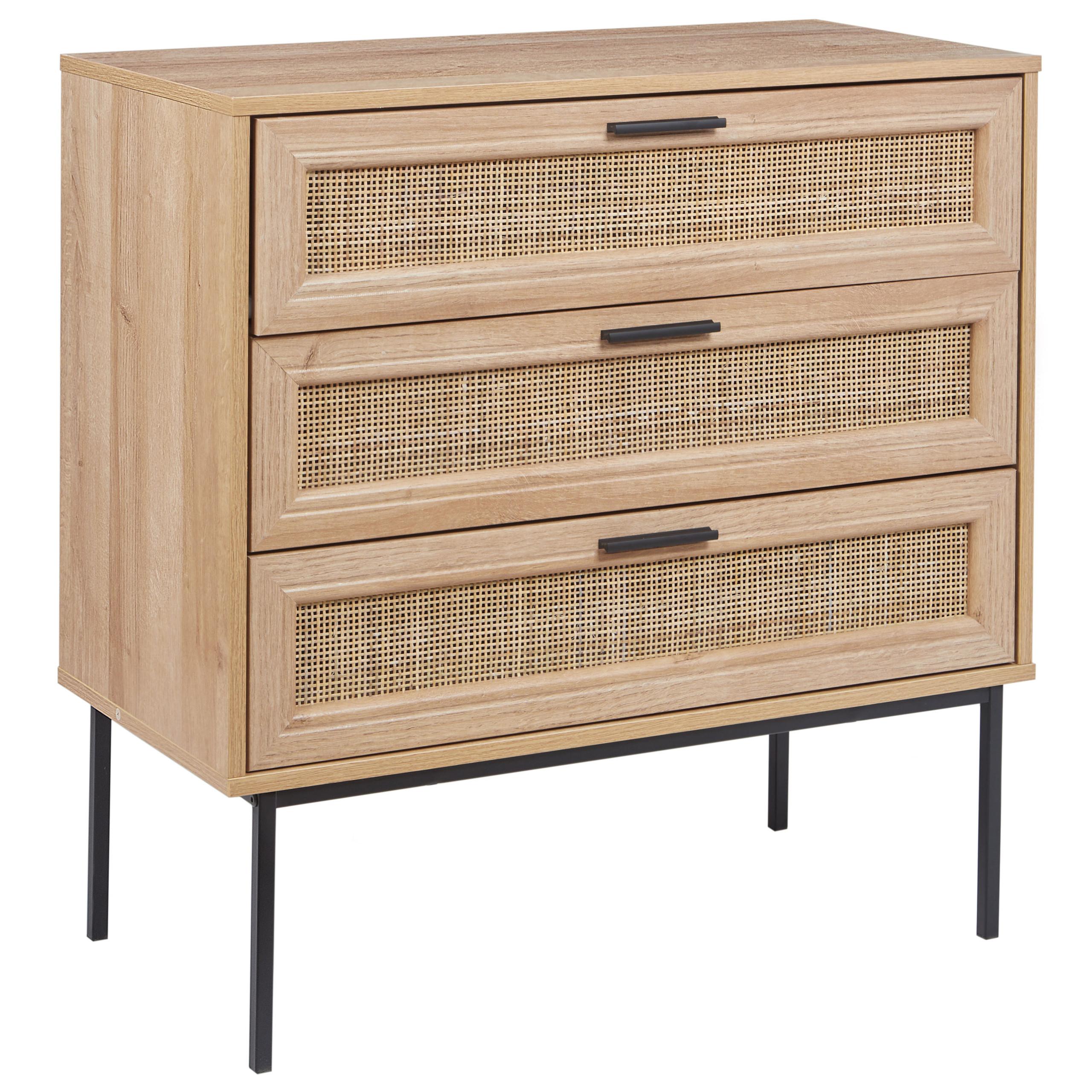 KOMMODE mit 3 Schubladen Hellbraun Pasco - Braun, Holzwerkstoff (80/80/40cm) - Beliani