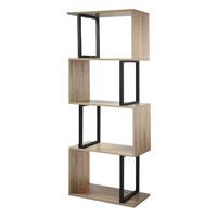 BÜCHERREGAL mit 4 Ebenen, Holzdekor und Metallständern - H148cm - Eschefarben, Holzwerkstoff (30/147.5/37cm) - Calicosy