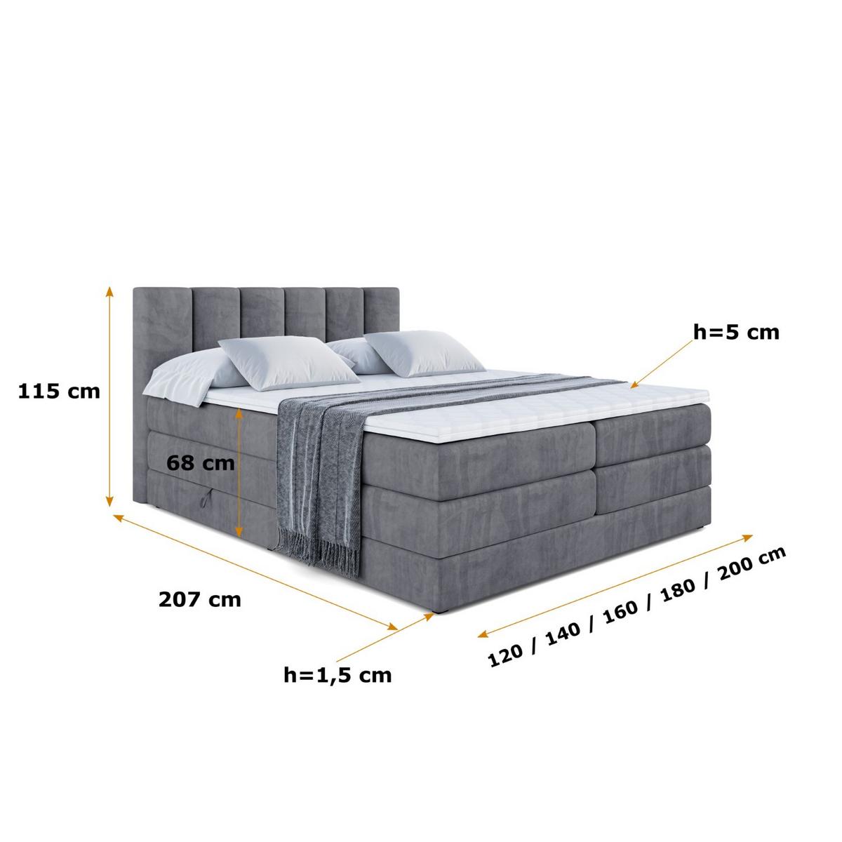 BOXSPRINGBETT BOXI1 KING - 180x200 - H3/H4 - Dunkelgrau - Dunkelgrau, Holzwerkstoff (180/200cm) - ALTDECOR