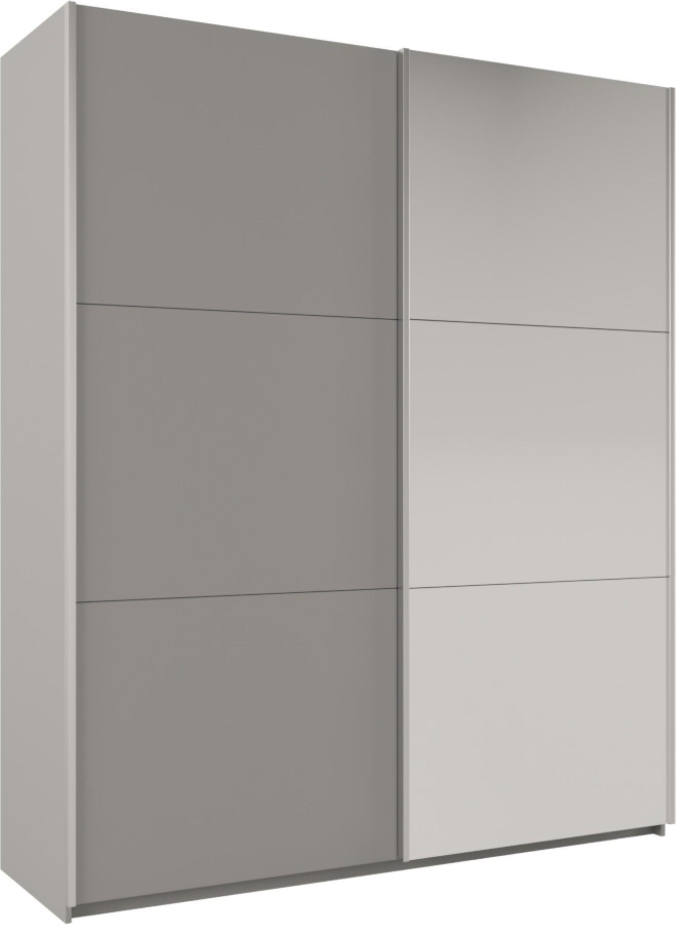 SCHWEBETÜRENSCHRANK ORIANNA 225/244/65 cm 2-türig mit Spiegel Grau - Grau, Holzwerkstoff (225/244/65cm) - MASSENO