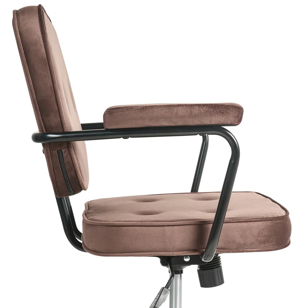 SCHREIBTISCHSTUHL Samtstoff Braun Pawnee - Braun, Textil (64/88/64cm) - Beliani