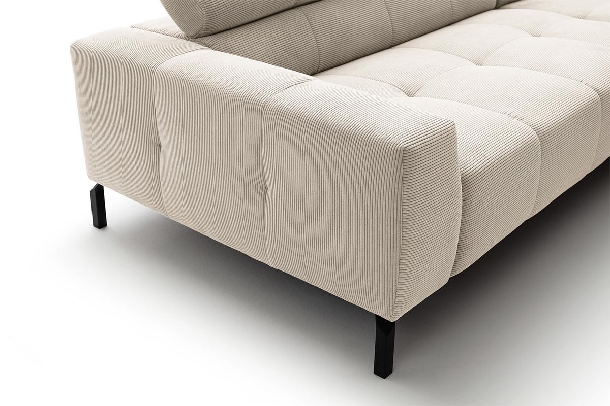 ECKSOFA MIT MOTORISCHEM SITZVORZUG OHIO Weiß Cord Relaxfunktion - Schwarz/Weiß, Textil/Metall (311/219cm) - KAWOLA