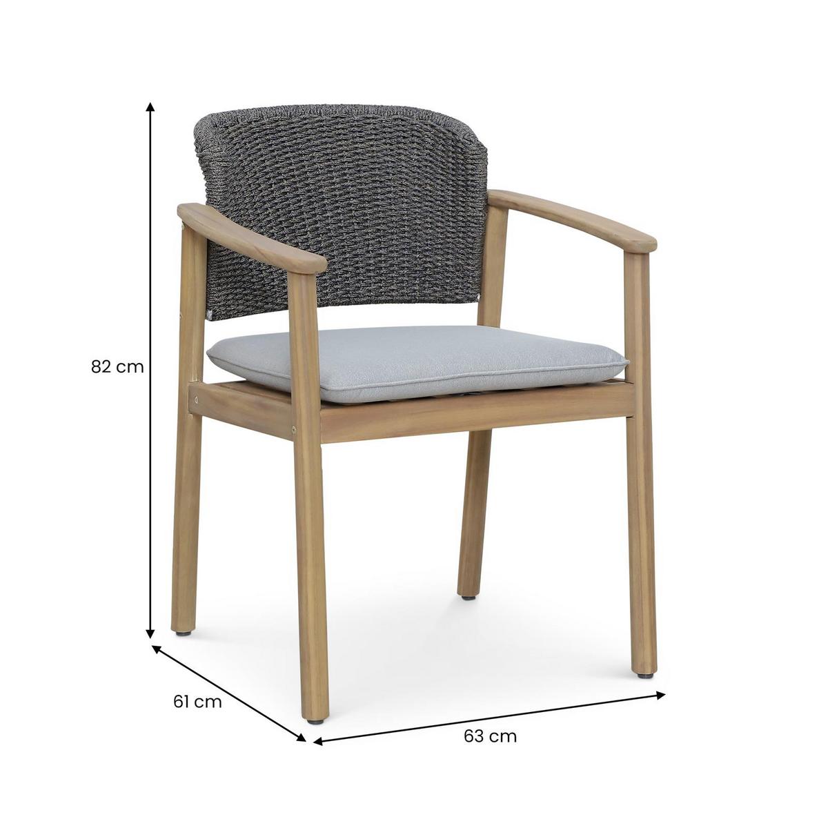 GARTENSTUHL SURIN grau, natur - Grau, Holz/Textil (63/82/61cm) - IDIMEX