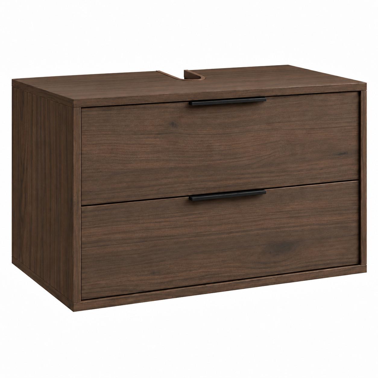 WASCHBECKENUNTERSCHRANK Livorno 2 Schubladen Walnuss Braun - 80 x 46 x 46 cm - Walnussfarben, Holz (80/46/46cm) - Badplaats