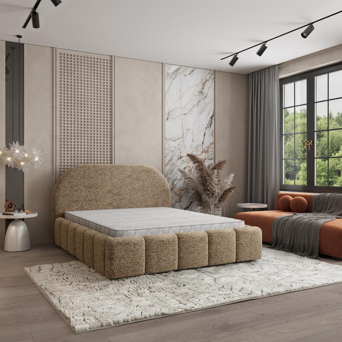 POLSTERBETT FLUSSO 140x200 cm mit Bettkästen - Beige - Beige, Holz (140/200cm) - MASSENO