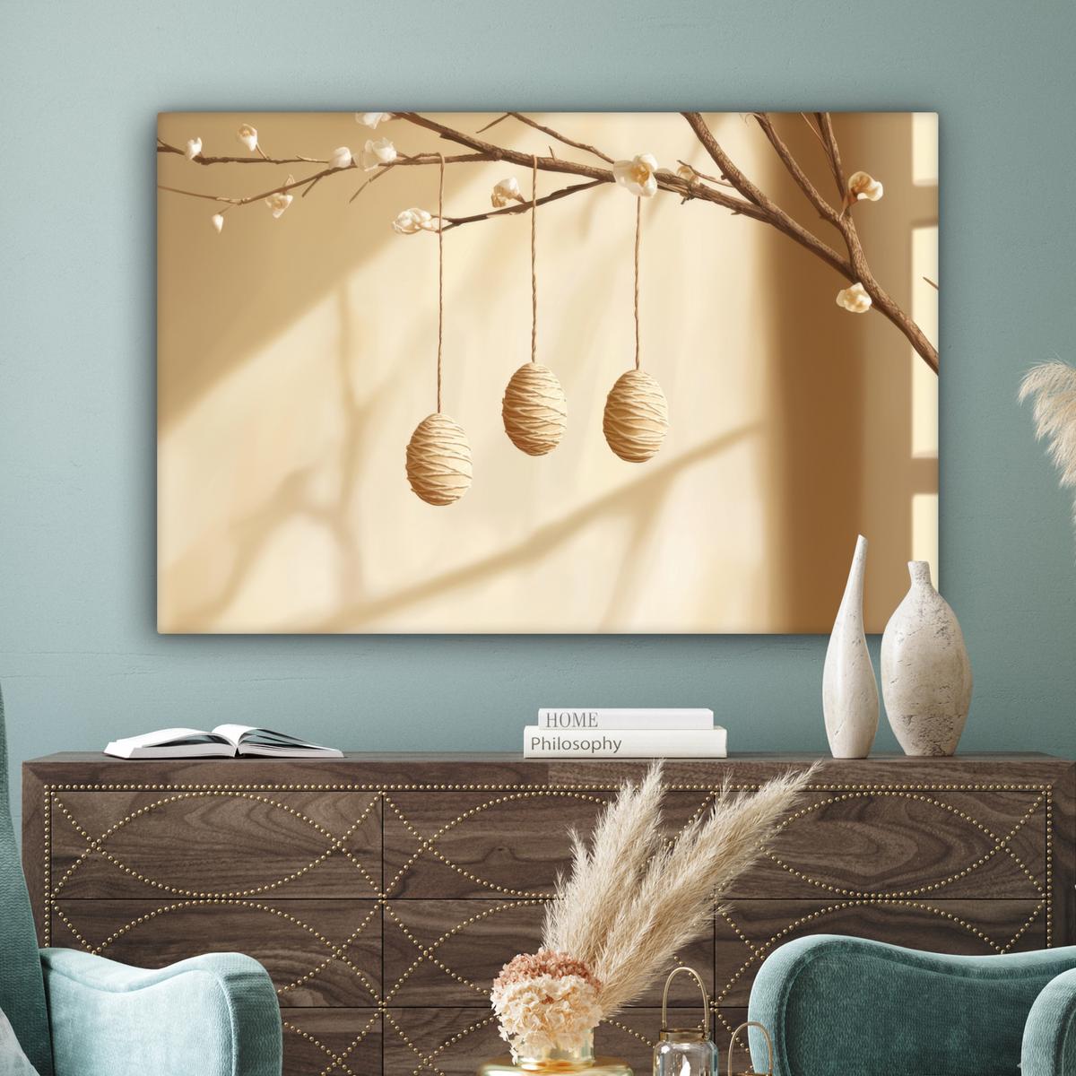 LEINWANDBILD Beige - Osterkuchen - Eier Groß 140x90 cm - Beige, Textil (140/90cm) - MuchoWow