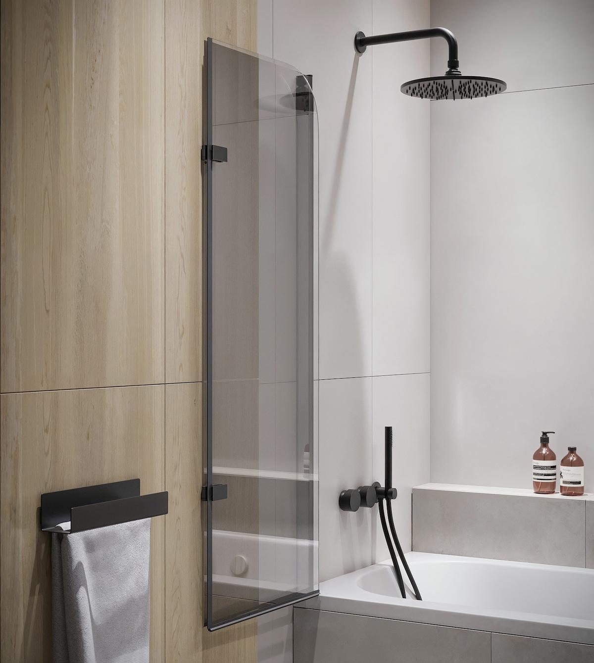 BADEWANNE Austin 2 Teile cm Schwarz - 100 x 140 cm - Schwarz, Glas (100/140cm) - Badplaats