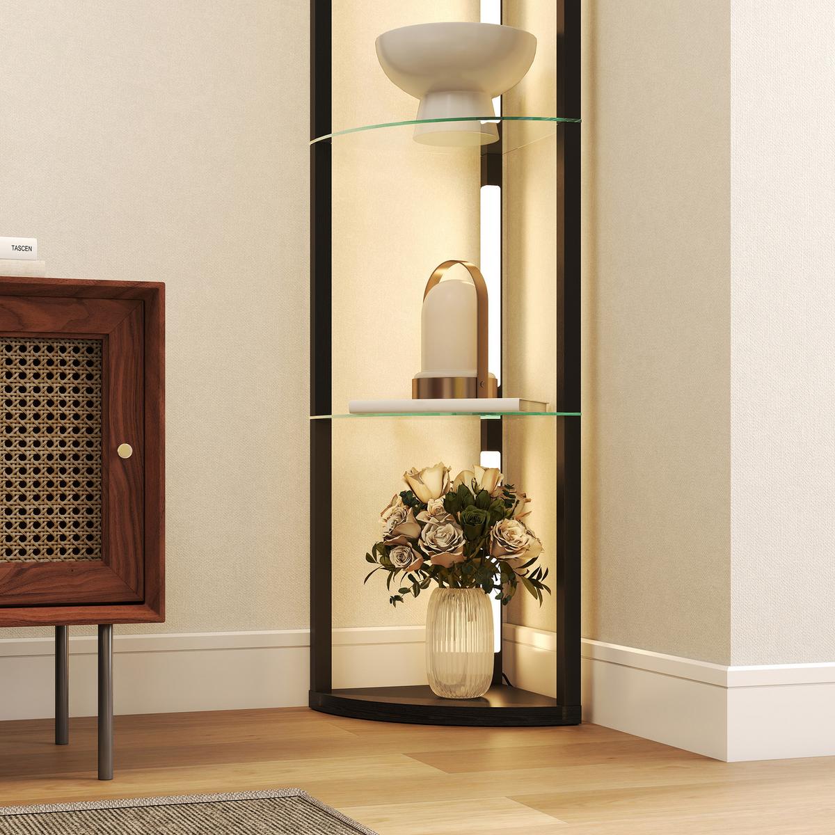 STEHLAMPE MDF Glas Schwarz - Schwarz, Holzwerkstoff (41.5/29.5/162cm) - HOMCOM