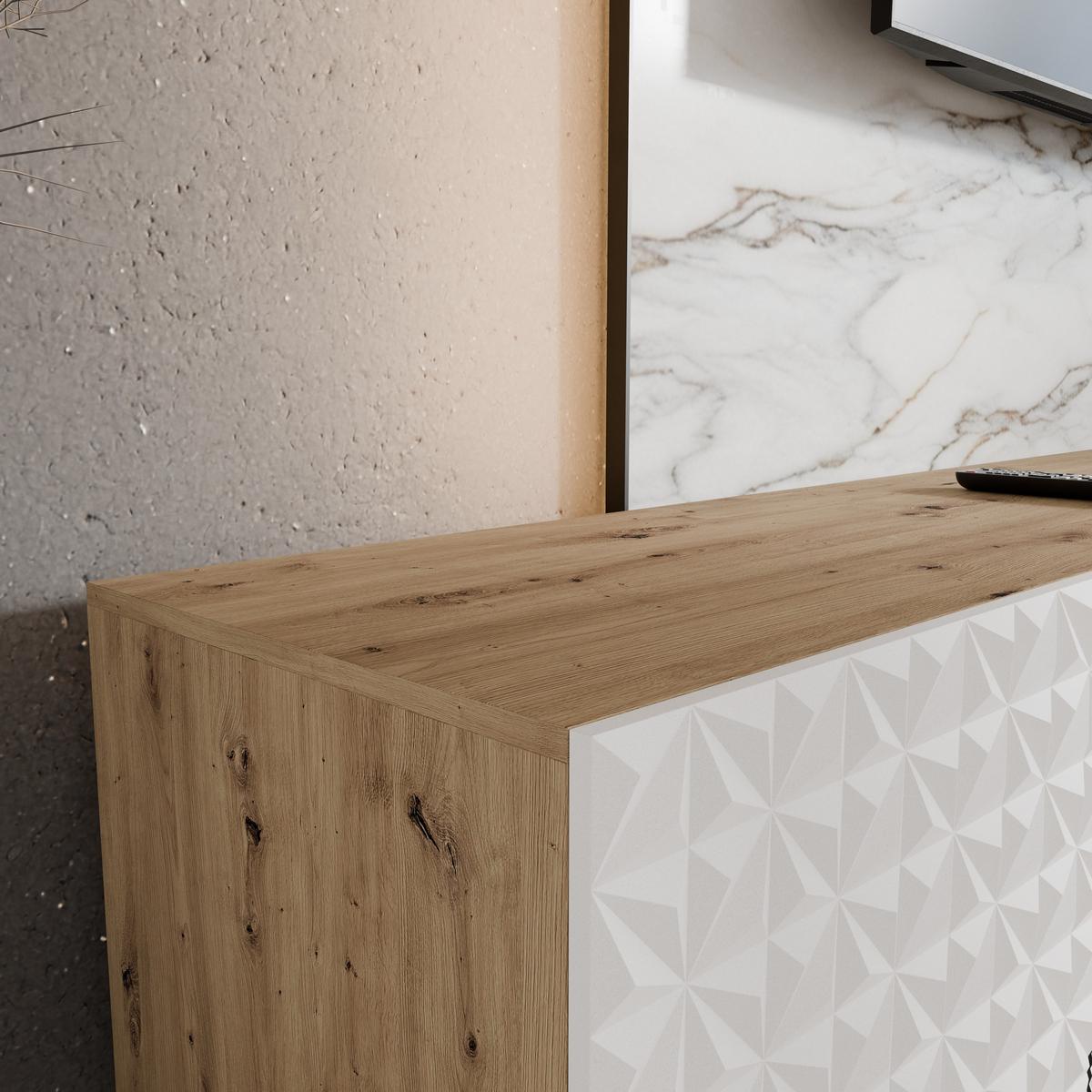 LOWBOARD ROVA 300/41/40 cm, Hängender TV-Schrank Eiche Artisan - Weiß/Eiche Artisan, Holzwerkstoff (300/41/40cm) - MASSENO