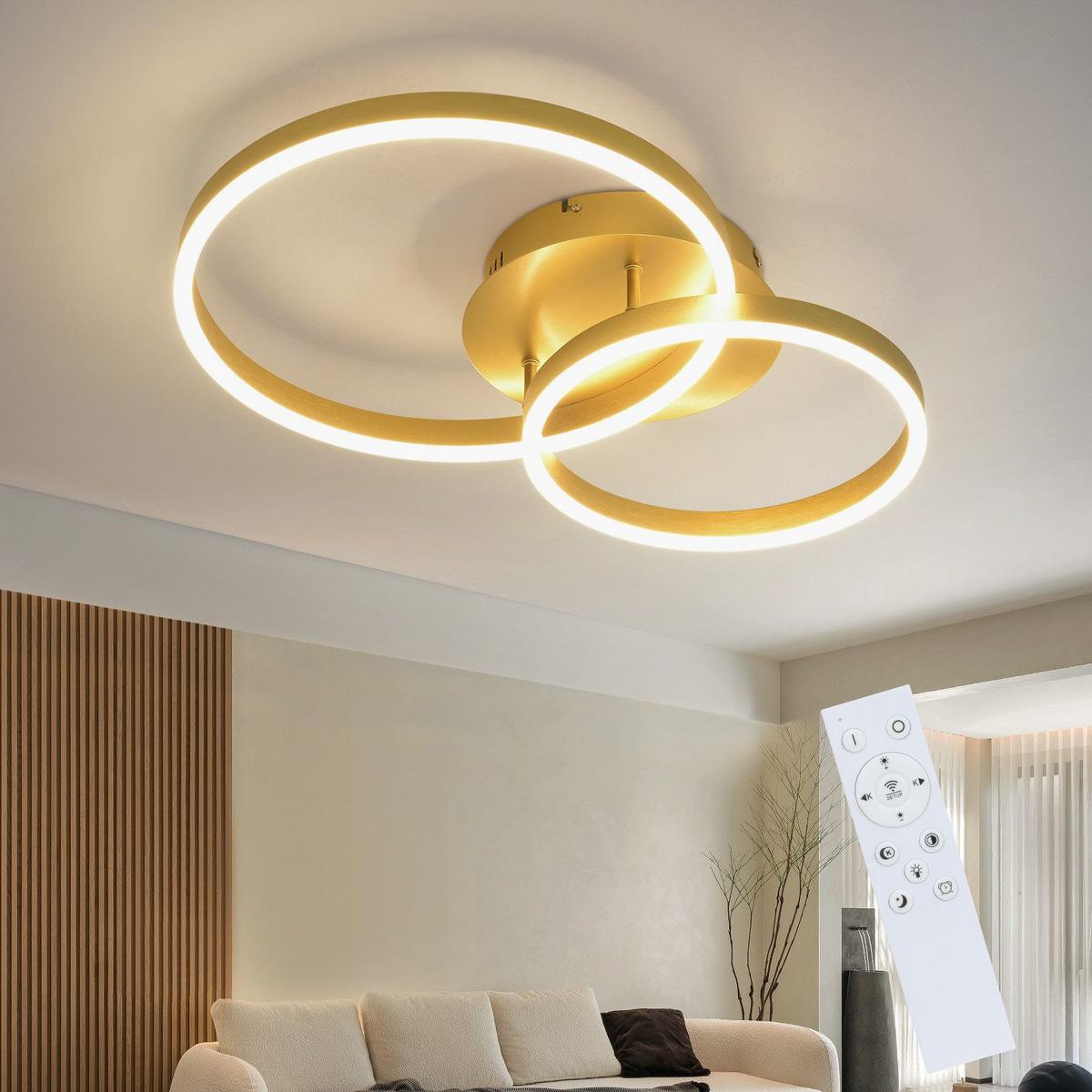 LED-DECKENLEUCHTE Macarthur 30/40/24cm - Goldfarben, Metall (40/30/24cm) - Nettlife