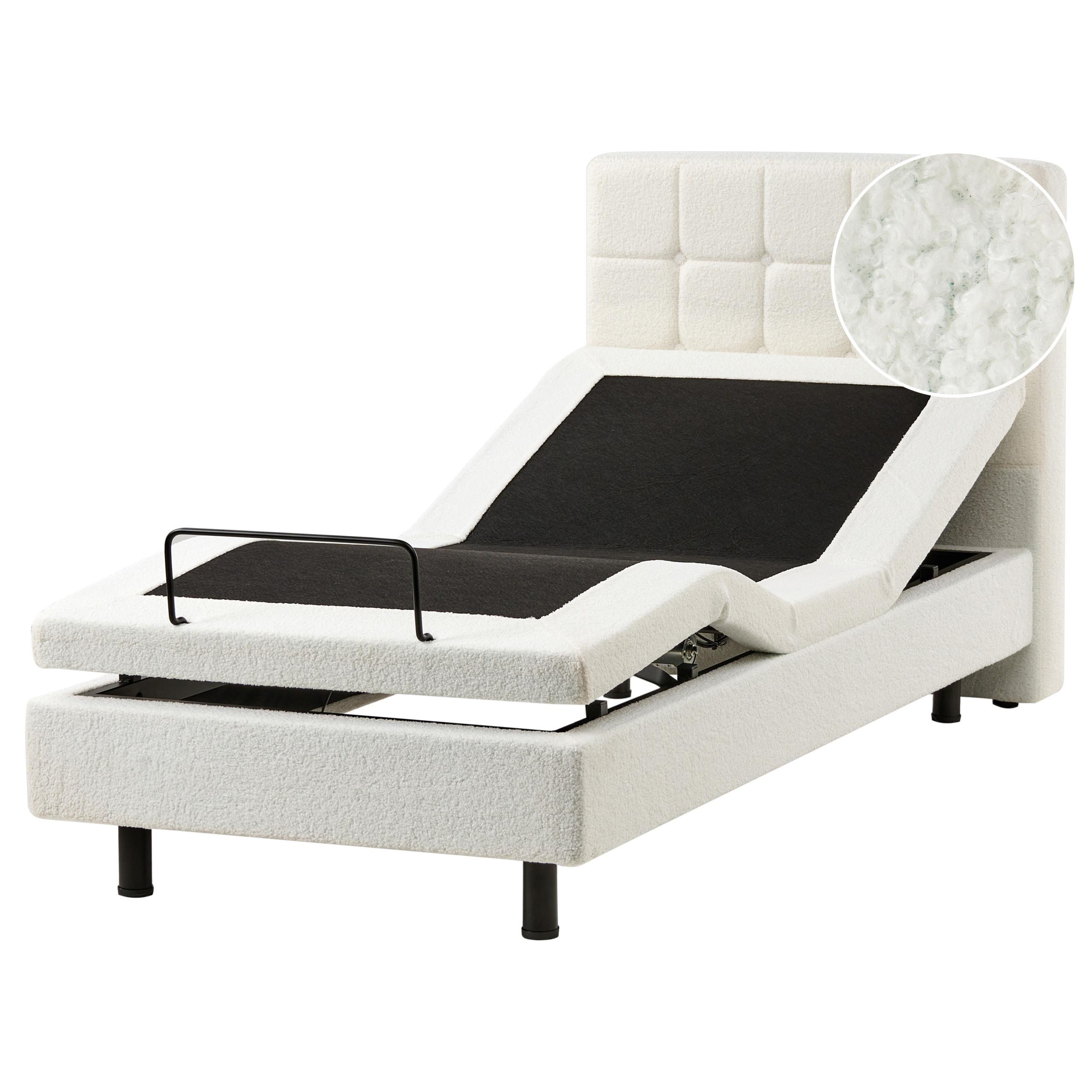 BETT verstellbar 90/200 cm Bouclé Cremeweiß Duke - Creme, Textil (90/200cm) - Beliani