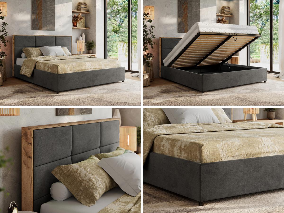 POLSTERBETT LERIO CLASSIC 140/200 - Dunkelgrau Velvet - Multipocket-Matratze - Dunkelgrau, Textil (140/200cm) - MKS