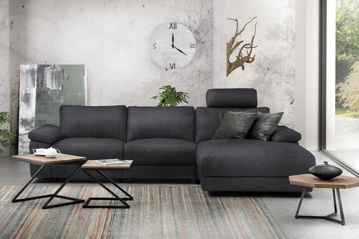 ECKSOFA XL MOTORISCHER RELAXFUNKTION LOLA Schwarz Webstoff Relaxfunktion - Schwarz, Textil (304/178cm) - KAWOLA
