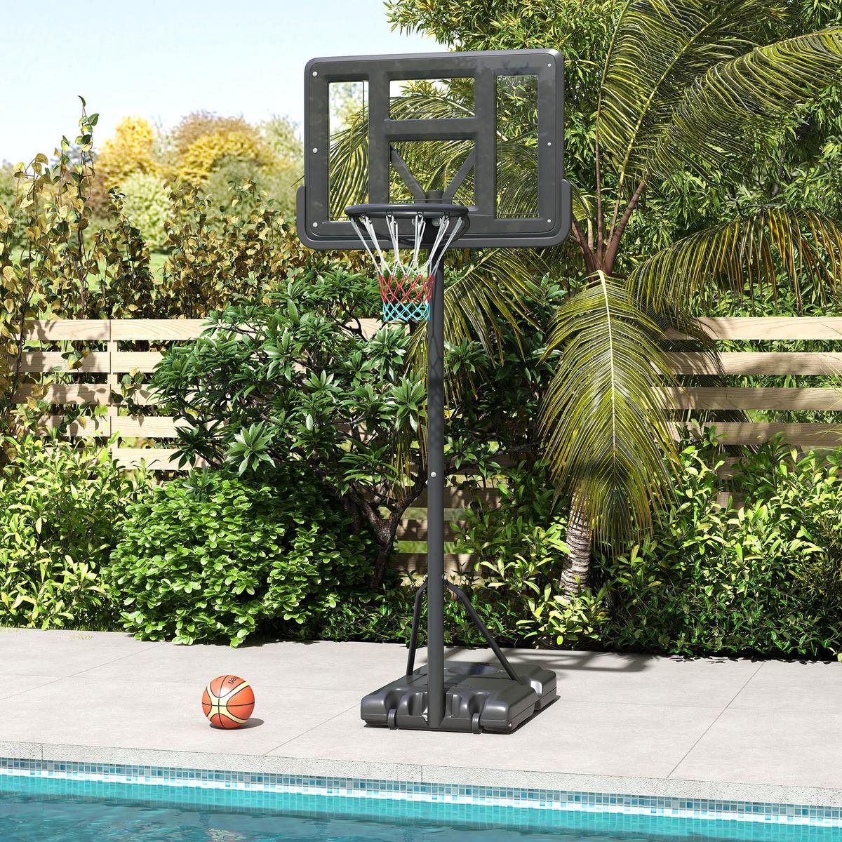 2-IN-1 Basketballständer 230-305cm Höhenverstellbarer Basketballkorb mit Ständer - Schwarz, Metall (60/90cm) - SPORTNOW