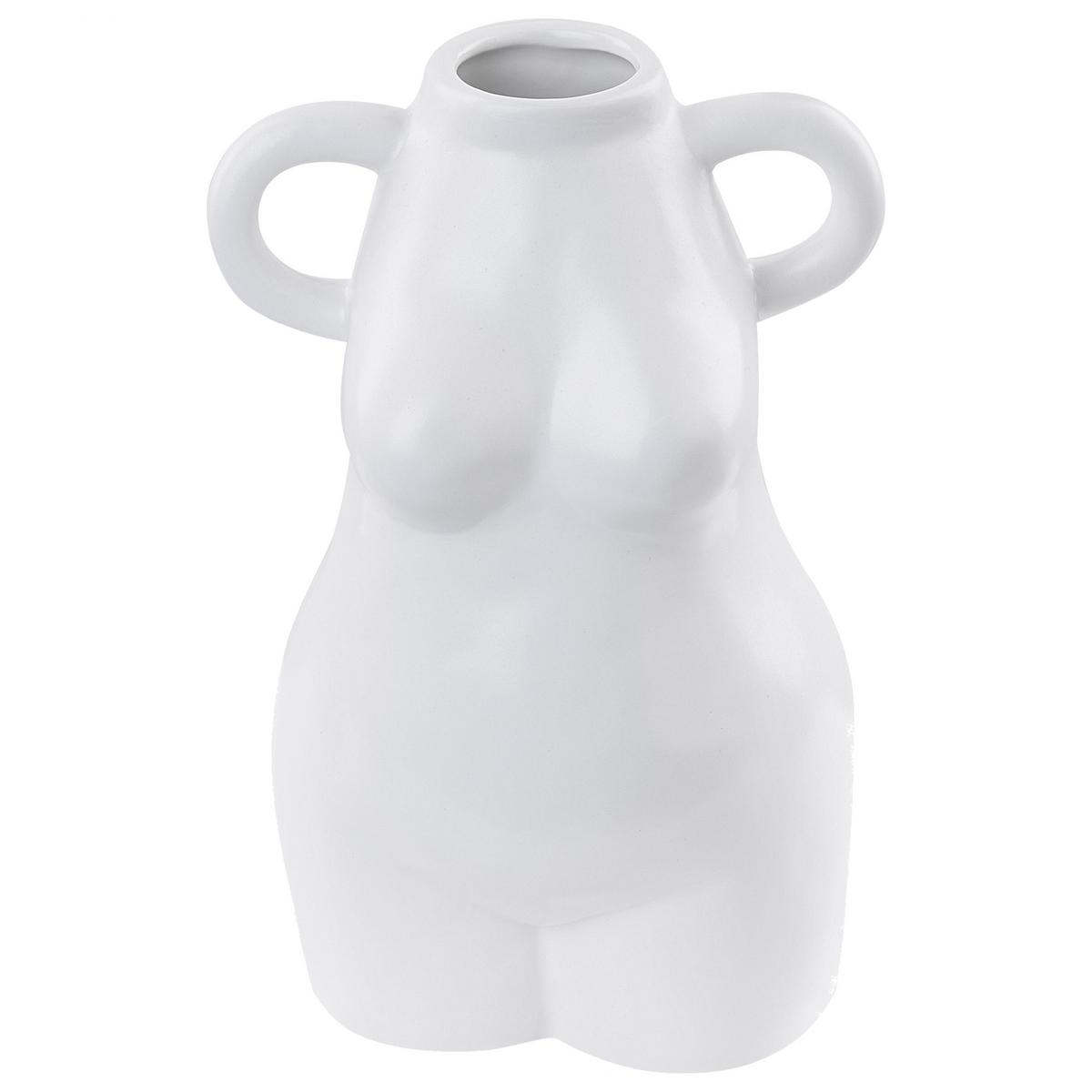 BLUMENVASE Porzellan weiß Aigio - Weiß, Keramik (25cm) - Beliani