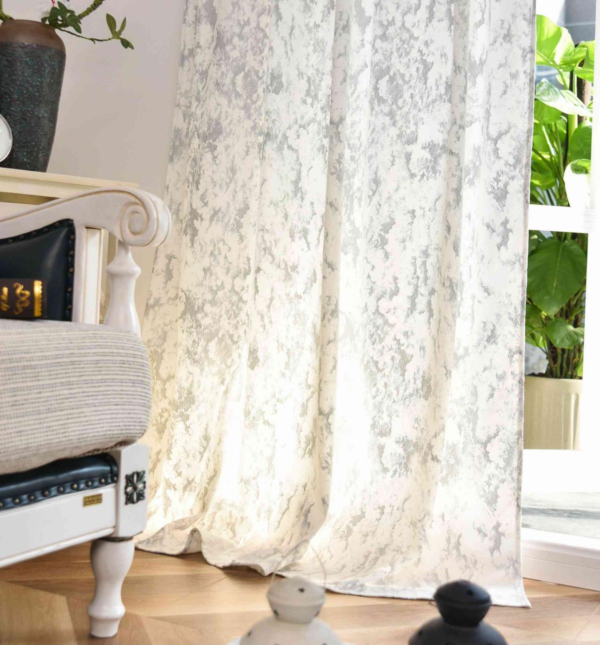VORHANG 2ER SET MILANO STAR HxB 245x140 cm Weiß Silber - Weiß, Textil (140/245cm) - Gardinenbox