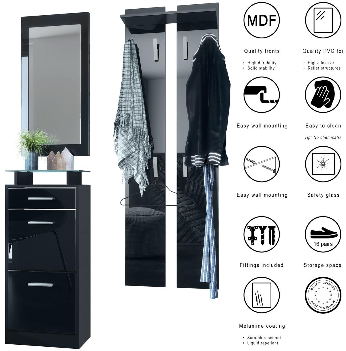 GARDEROBE Loret Front in Avola-Anthrazit - Anthrazit, Holzwerkstoff (140/200/23cm) - Vladon