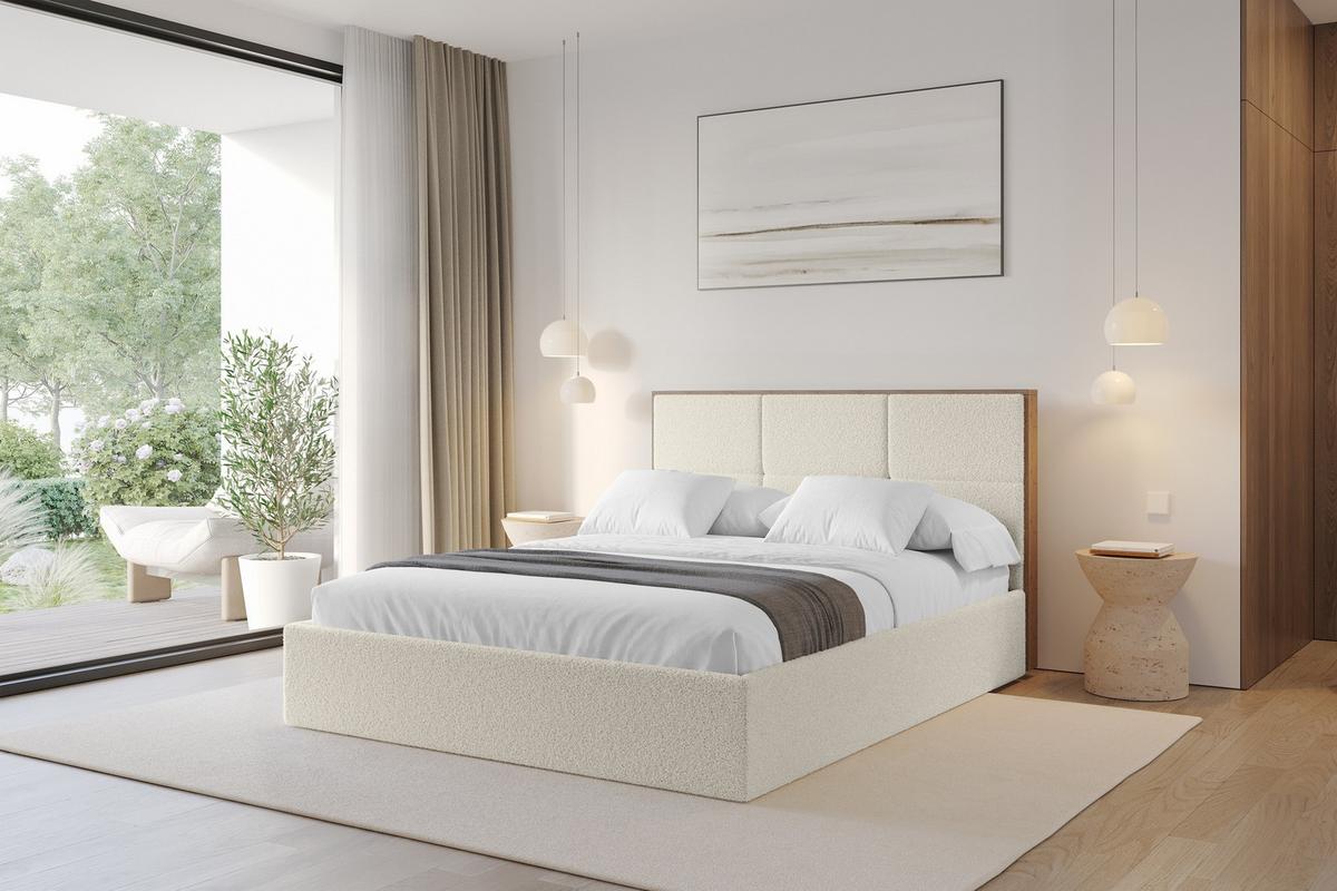 POLSTERBETT mit Bettkasten und Lattenrost, Bett mit Matratze H3/H4 - LILA 140x200 Beige - Sandfarben, Holzwerkstoff/Textil (140/200cm) - ALTDECOR
