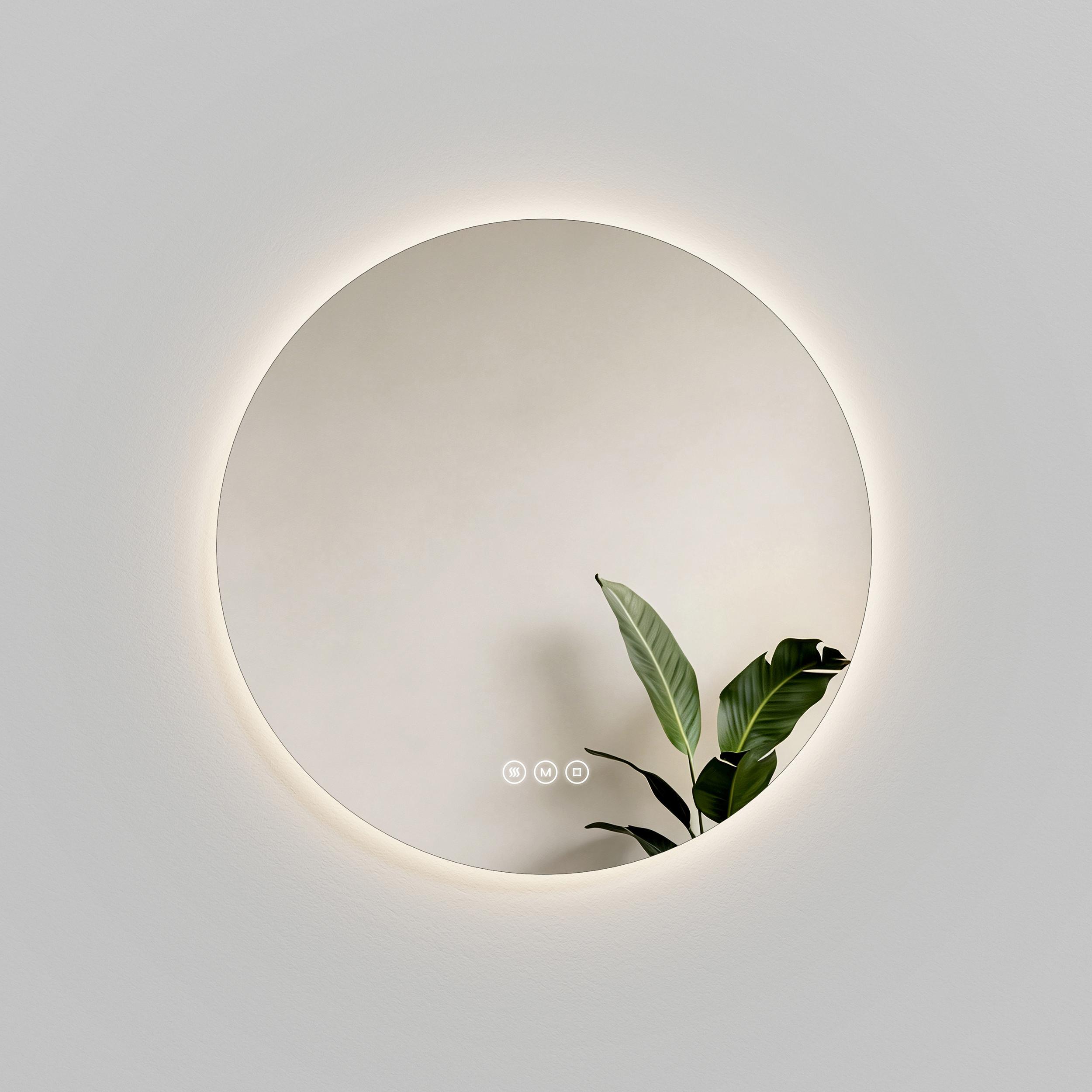 BADSPIEGEL Rund mit Beleuchtung Rahmenlos, 3 Lichtfarben, beschlagfrei, Ø 60 cm - Transparent, Glas (60/60/3.5cm) - EMKE