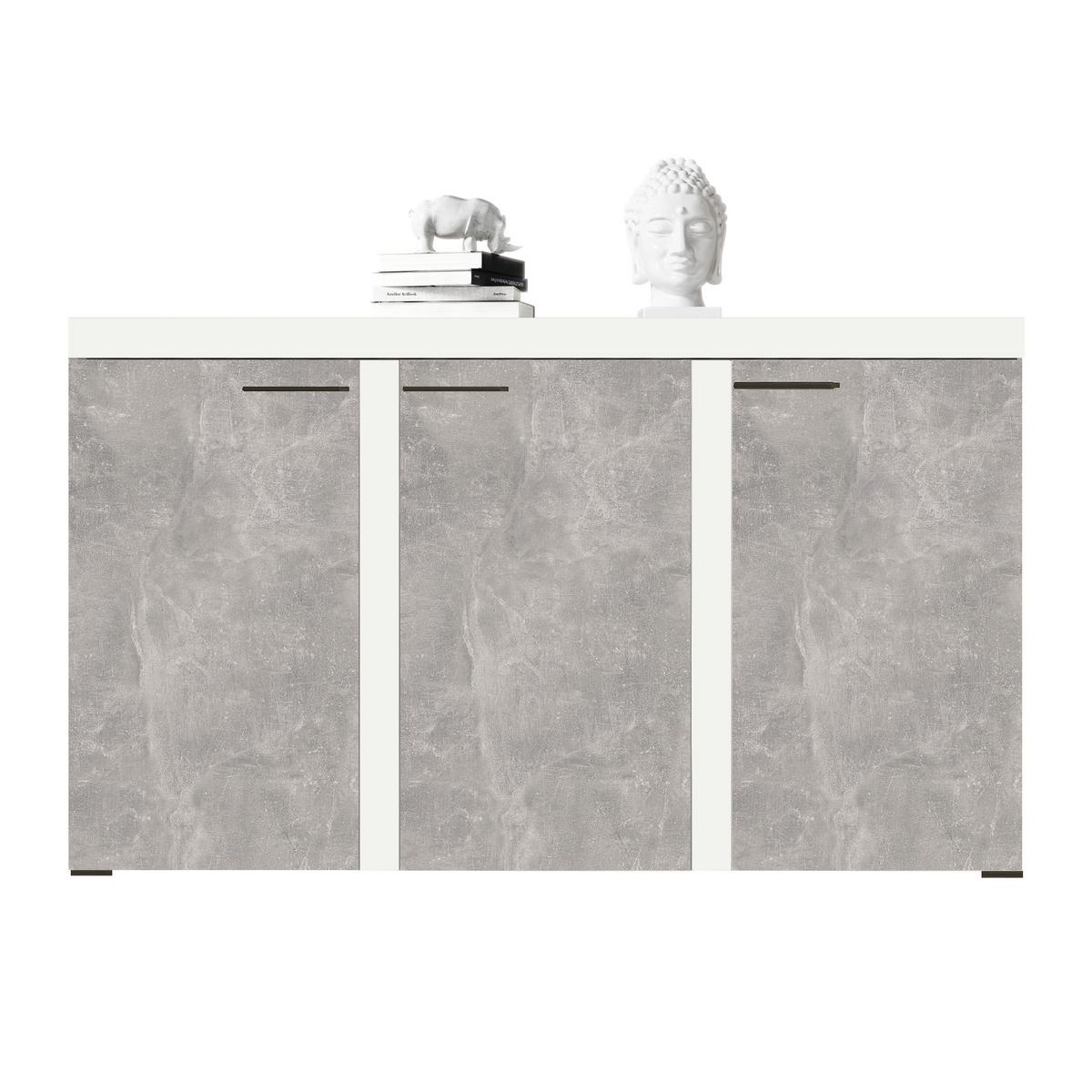 SIDEBOARD Spacoro 3D Weiß, Beton 148,8/82/40,3 cm – Wohnzimmer Kommode Modern - Hellgrau/Weiß, Holzwerkstoff/Kunststoff (149/82/40cm) - AX Living